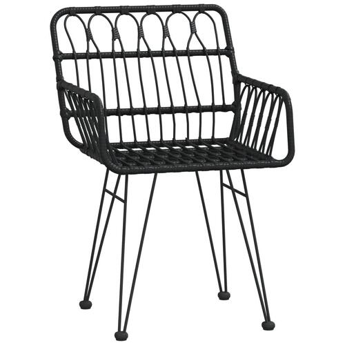 Havestole 2 stk. med armlæn 56x64x80 cm polyrattan sort