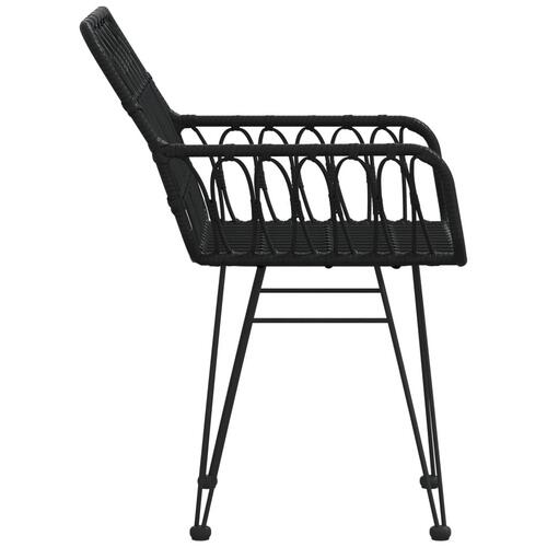 Havestole 2 stk. med armlæn 56x64x80 cm polyrattan sort