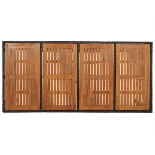 Havebord med træplade 190x90x75 cm polyrattan sort