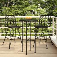Barstole 2 stk. 45x56x103,5 cm polyrattan og stål sort