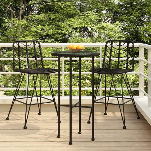 Barstole 2 stk. 45x56x103,5 cm polyrattan og stål sort