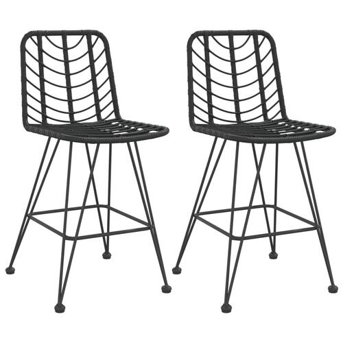 Barstole 2 stk. 45x56x103,5 cm polyrattan og stål sort