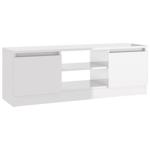 Tv-bord med låge 102x30x36 cm hvid højglans