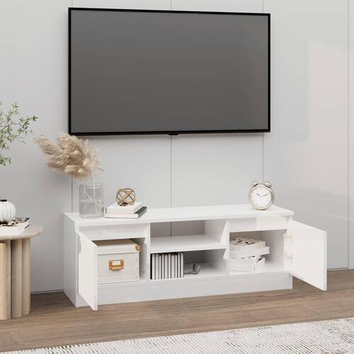 Tv-bord med låge 102x30x36 cm hvid højglans