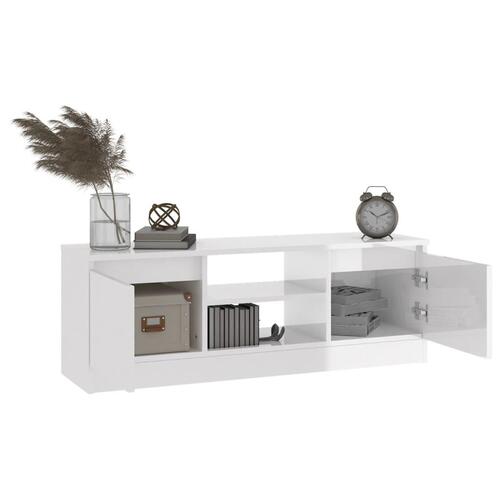Tv-bord med låge 102x30x36 cm hvid højglans
