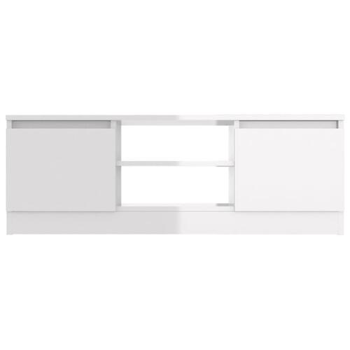Tv-bord med låge 102x30x36 cm hvid højglans