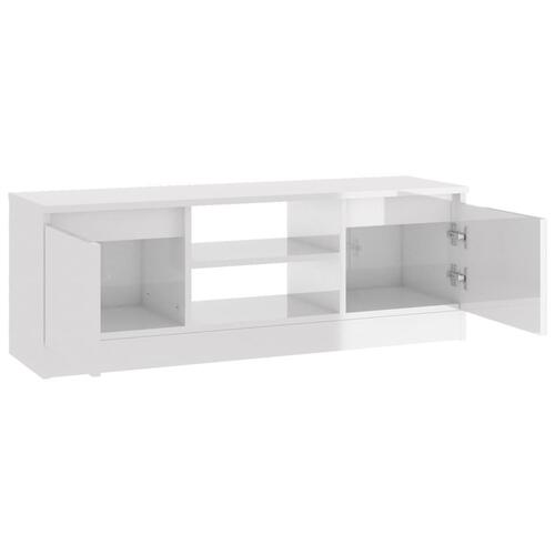 Tv-bord med låge 102x30x36 cm hvid højglans