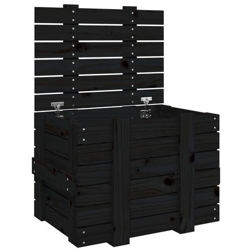 Opbevaringskasse 58x40,5x42 cm massivt fyrretræ sort