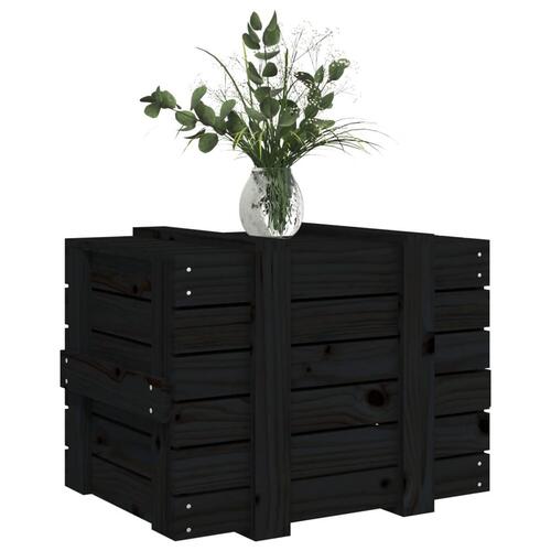 Opbevaringskasse 58x40,5x42 cm massivt fyrretræ sort