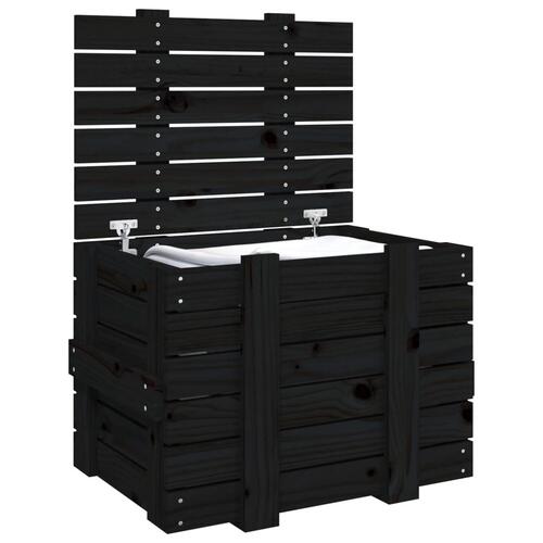 Opbevaringskasse 58x40,5x42 cm massivt fyrretræ sort