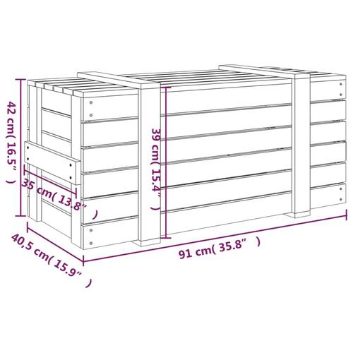 Opbevaringskasse 91x40,5x42 cm massivt fyrretræ hvid