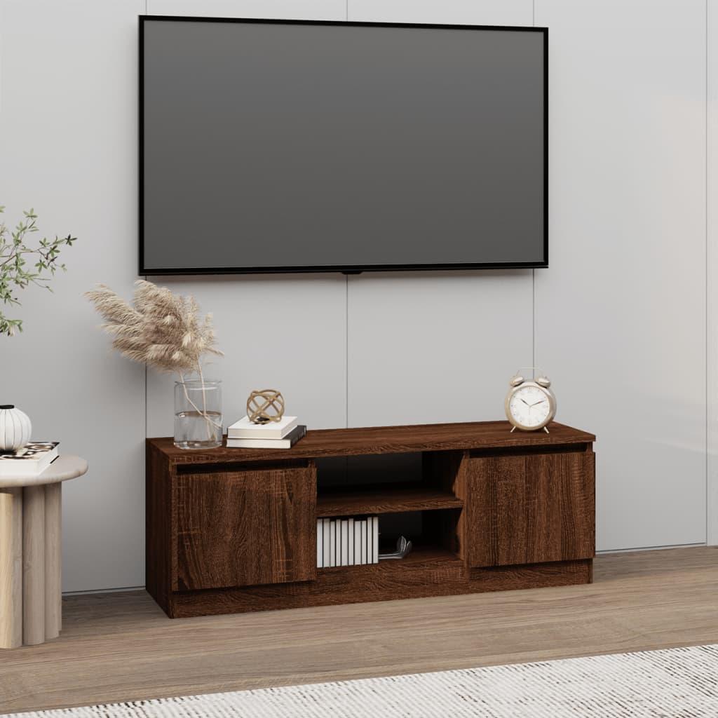 Tv-bord med låge 102x30x36 cm brun egetræsfarve