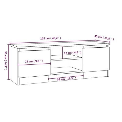 Tv-bord med låge 102x30x36 cm brun egetræsfarve