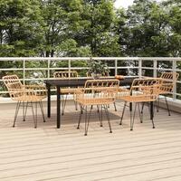 Spisebordssæt til haven 7 dele polyrattan