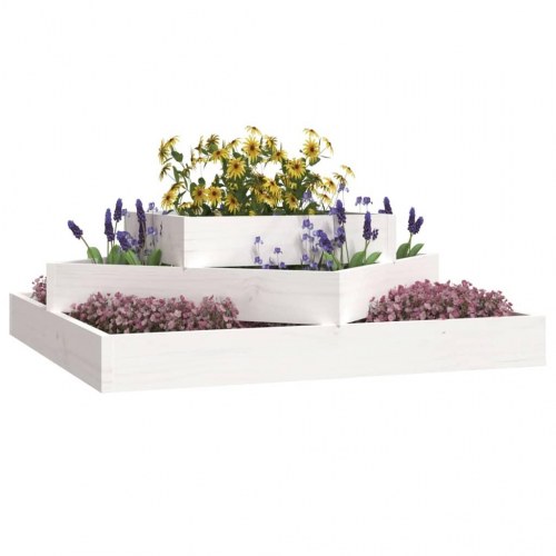 Plantekasse 83x83x27 cm massivt fyrretræ hvid