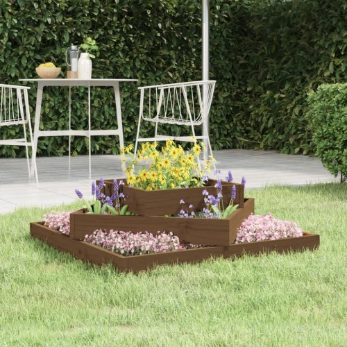 Plantekasse 83x83x27 cm massivt fyrretræ gyldenbrun