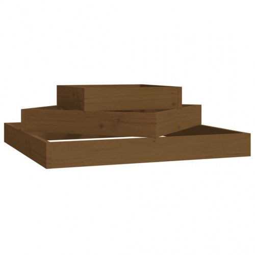 Plantekasse 83x83x27 cm massivt fyrretræ gyldenbrun