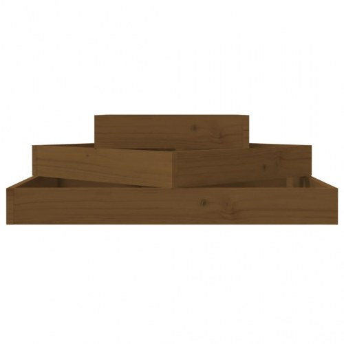 Plantekasse 83x83x27 cm massivt fyrretræ gyldenbrun