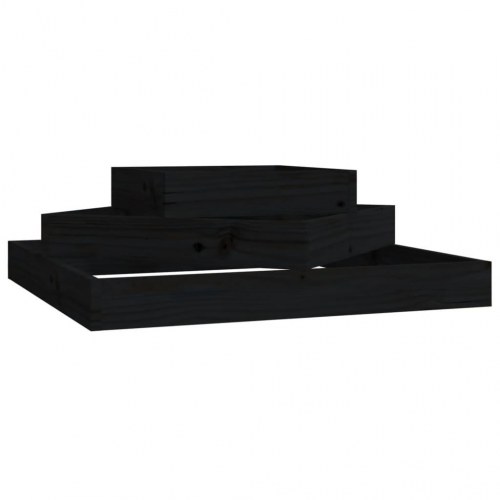 Plantekasse 83x83x27 cm massivt fyrretræ sort