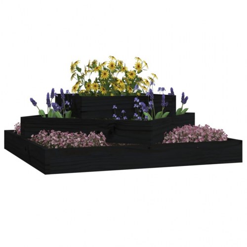 Plantekasse 83x83x27 cm massivt fyrretræ sort