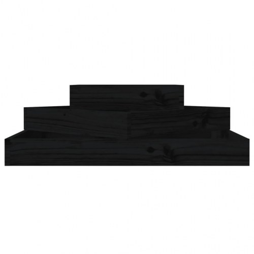 Plantekasse 83x83x27 cm massivt fyrretræ sort