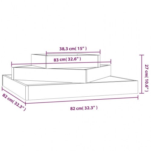 Plantekasse 83x83x27 cm massivt fyrretræ sort