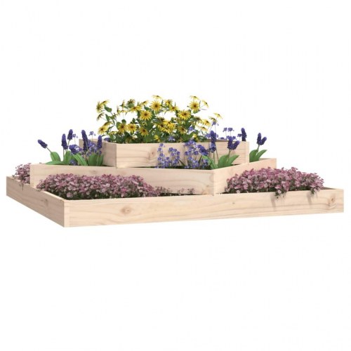 Plantekasse i 3 niveauer 112 x 112 x 27 cm - massivt fyrretræ