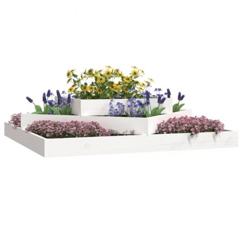 Plantekasse 112 x 112 x 27 cm i massivt fyrretræ - hvid