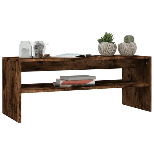 Sofabord 100x40x40 cm konstrueret træ røget egetræsfarve