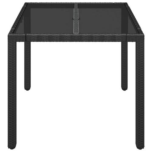 Havebord med glastop 90x90x75 cm polyrattan sort
