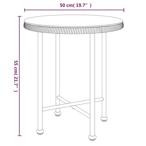 Spisebord Ø50 cm hærdet glas og stål