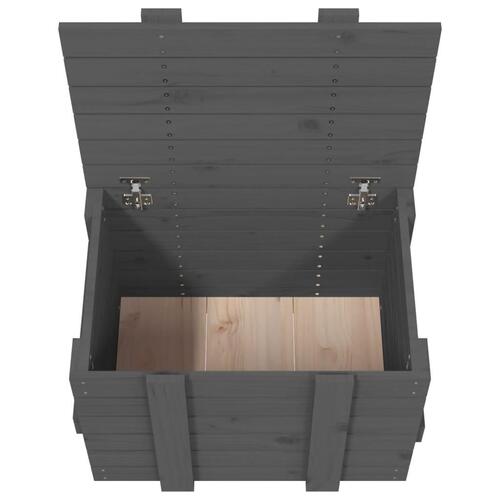 Opbevaringskasse 58x40,5x42 cm massivt fyrretræ grå