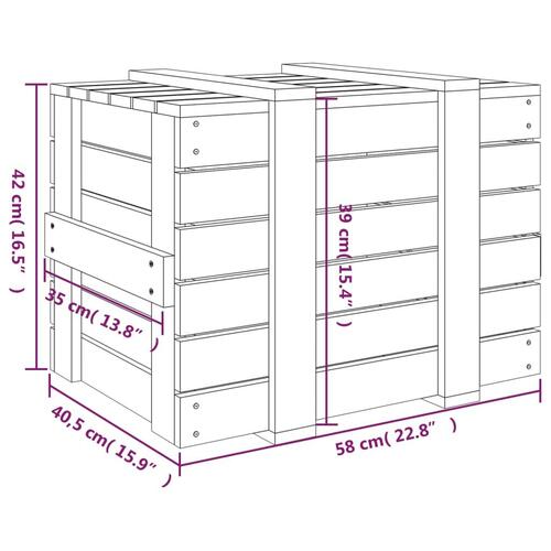 Opbevaringskasse 58x40,5x42 cm massivt fyrretræ grå