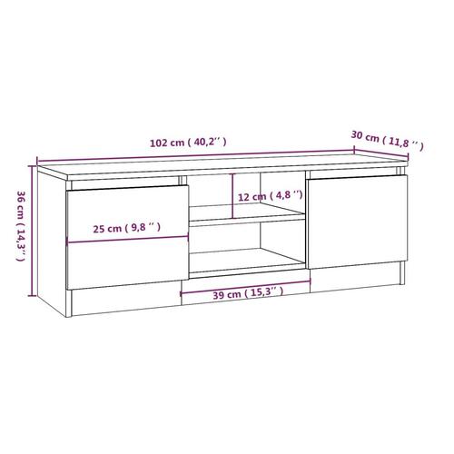 Tv-bord med låge 102x30x36 cm røget egetræsfarve