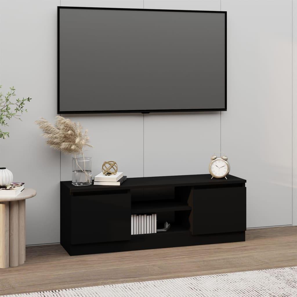 Tv-bord med låge 102x30x36 cm sort