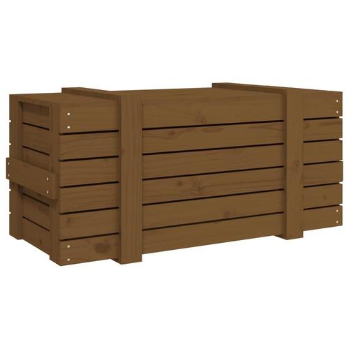 Opbevaringskasse 91x40,5x42 cm massivt fyrretræ gyldenbrun