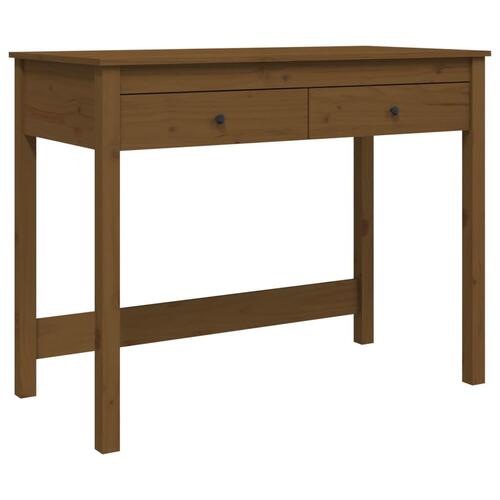 Skrivebord med skabe 100x50x78 cm massivt fyrretræ gyldenbrun