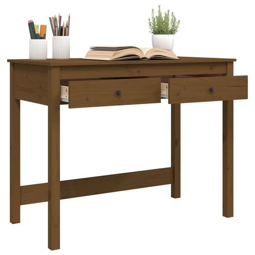 Skrivebord med skabe 100x50x78 cm massivt fyrretræ gyldenbrun