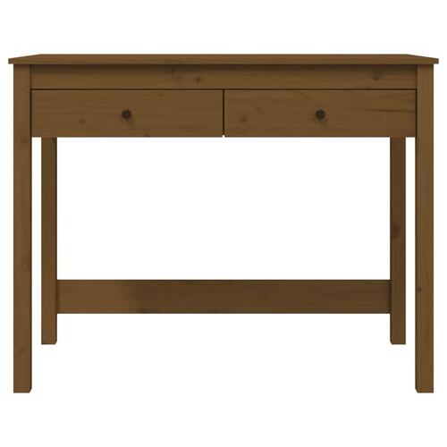 Skrivebord med skabe 100x50x78 cm massivt fyrretræ gyldenbrun