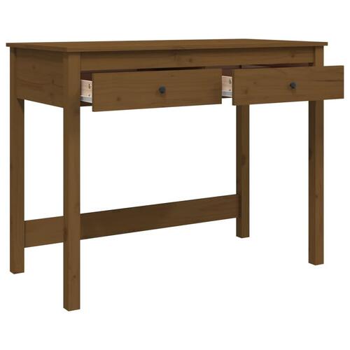 Skrivebord med skabe 100x50x78 cm massivt fyrretræ gyldenbrun