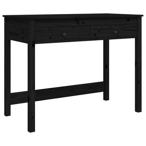Skrivebord med skuffer 100x50x78 cm massivt fyrretræ sort