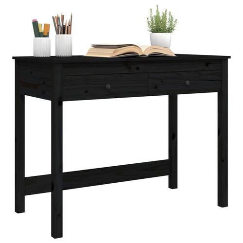 Skrivebord med skuffer 100x50x78 cm massivt fyrretræ sort