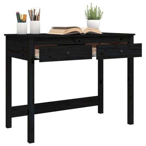 Skrivebord med skuffer 100x50x78 cm massivt fyrretræ sort
