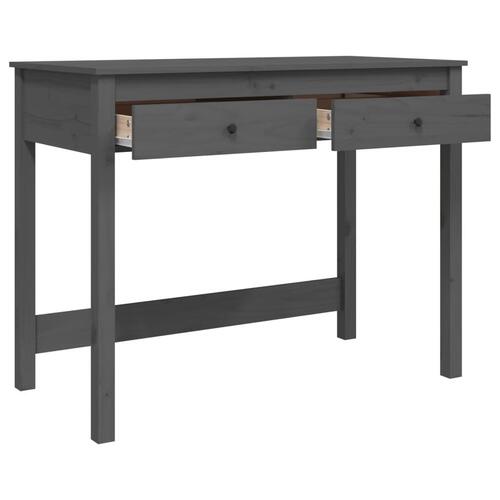 Skrivebord med skuffer 100x50x78 cm massivt fyrretræ grå