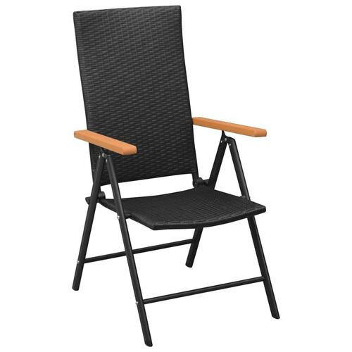 Spisebordssæt til haven 7 dele polyrattan sort og brun