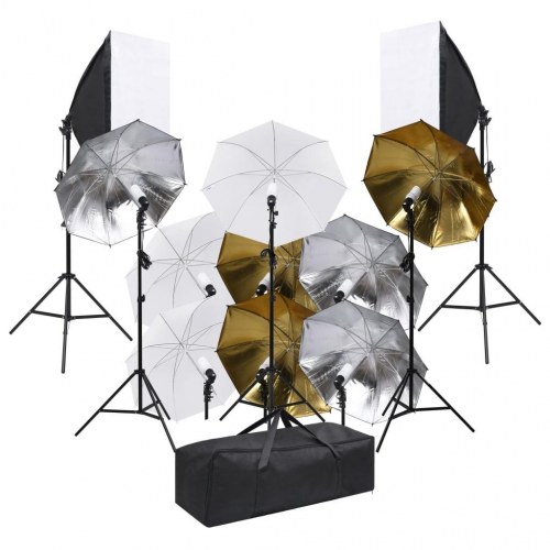 Fotostudieudstyr med lampesæt og softboxes
