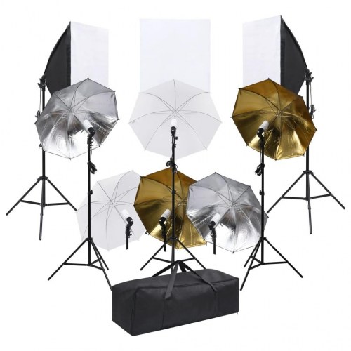 Fotostudieudstyr med lampesæt og softboxes
