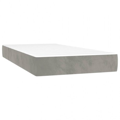 Kontinentalseng med madras 90x190 cm - fløjl, lysegrå