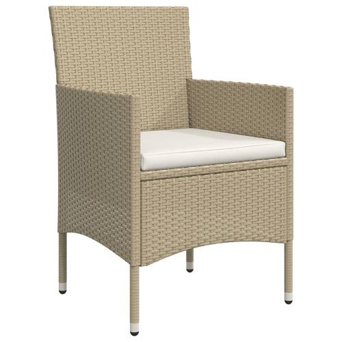 Spisebordssæt til haven 7 dele med hynder beige og sort