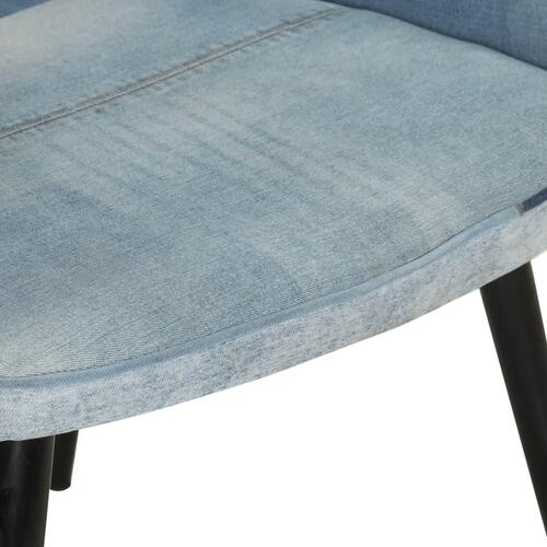 Lænestol med fodskammel denim-patchwork kanvas blå